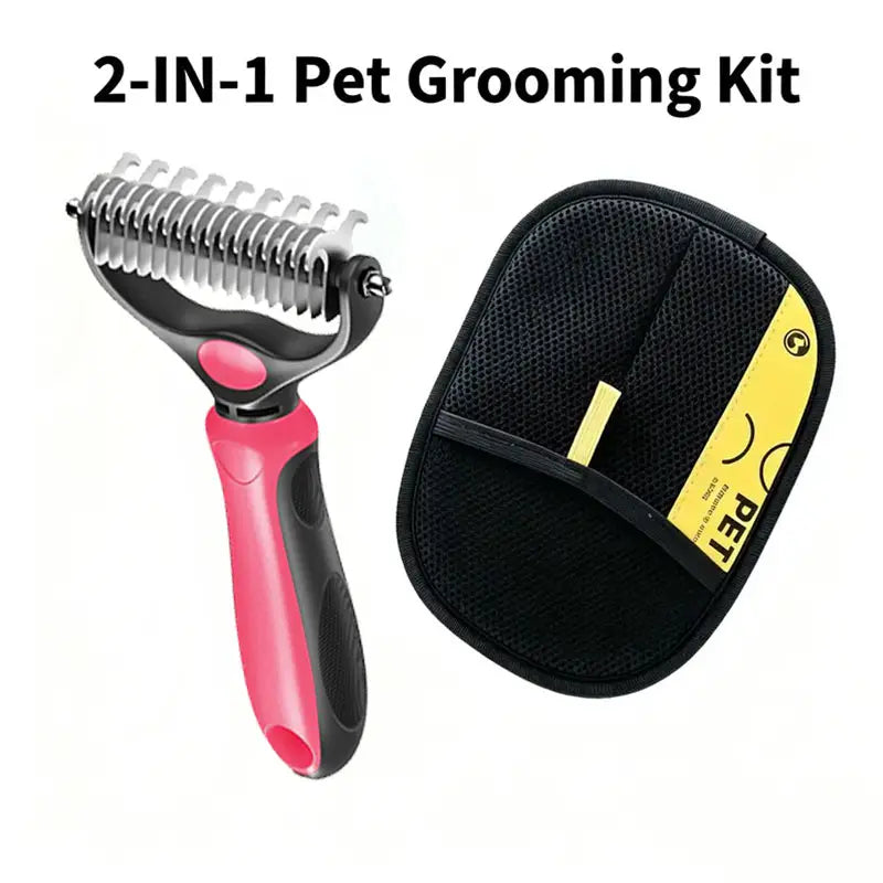 Universal Pet Detangling Comb - Double-Sided Stainless Steel Grooming Tool for Dogs and Cats, Ideal for Coat Care and Shedding Removal, Portable and Easy to Use