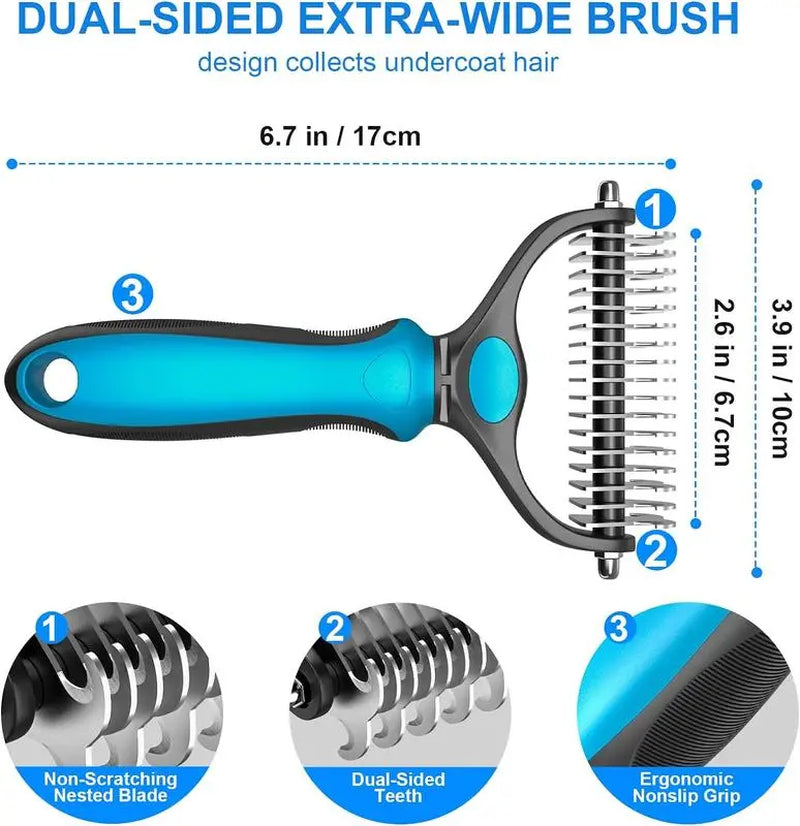 Universal Pet Detangling Comb - Double-Sided Stainless Steel Grooming Tool for Dogs and Cats, Ideal for Coat Care and Shedding Removal, Portable and Easy to Use