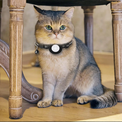 Breakaway Reflective Cat Collar with Airtag Case & Bell - 2 Pack for Cats, Kittens & Small Dogs - Black