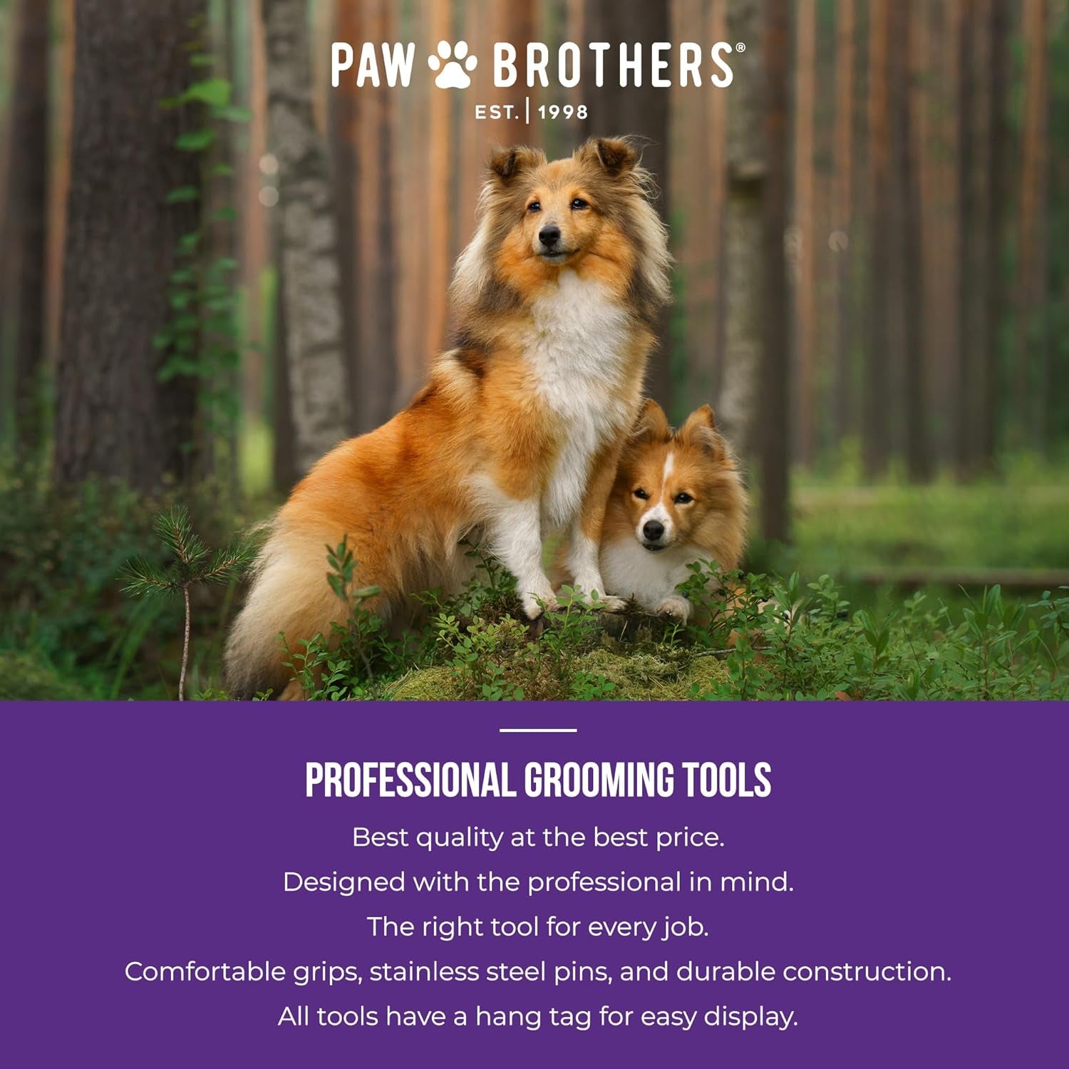 Paw Brothers Professional Grade Soft Pin Flat Slicker Brush for Large Dogs - X-Large, Gentle Coated Tips for Tangle and Mat Removal, Maximum Coverage