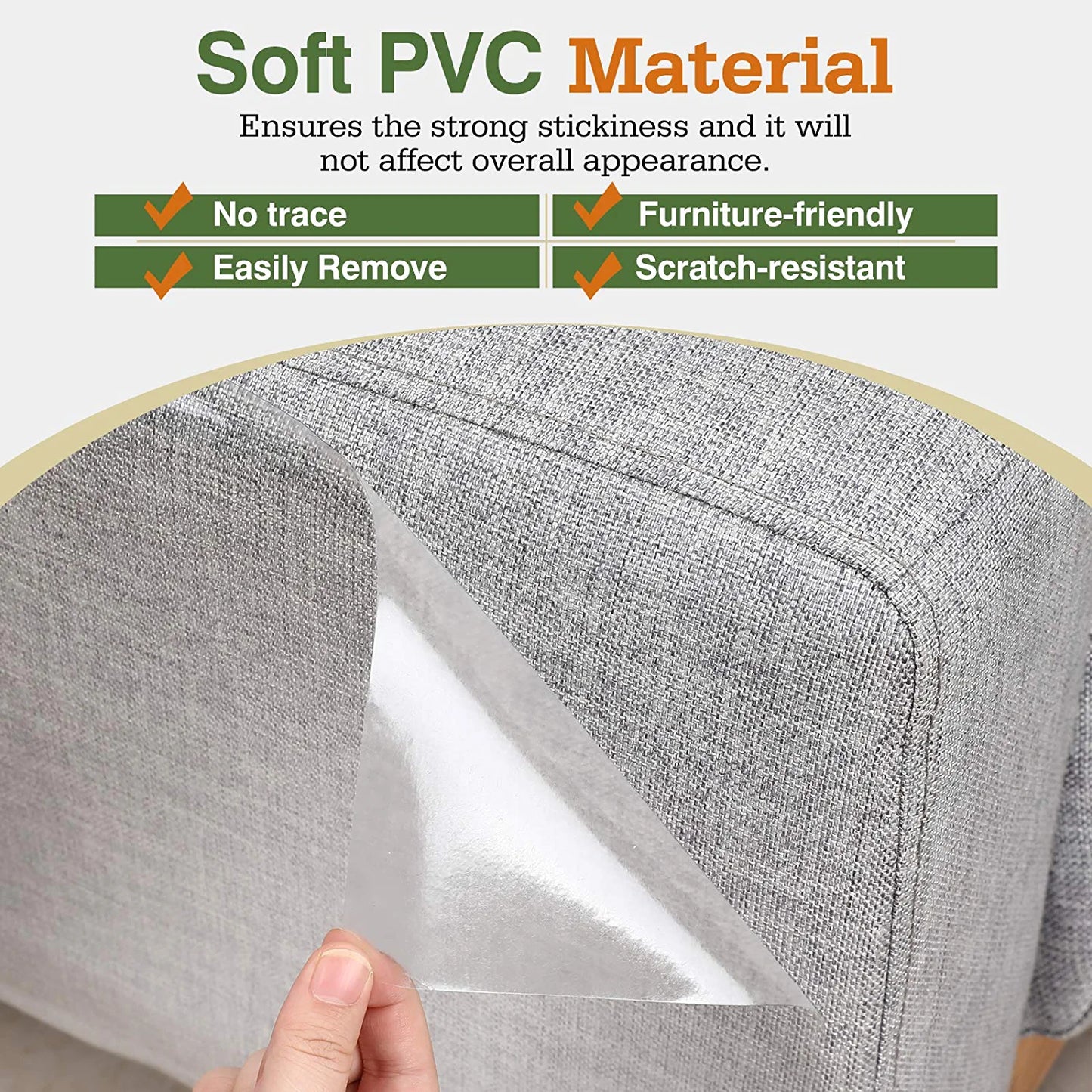 Cat Scratch Furniture Protection Tape with Upholstery Pins - 10 Pack, White