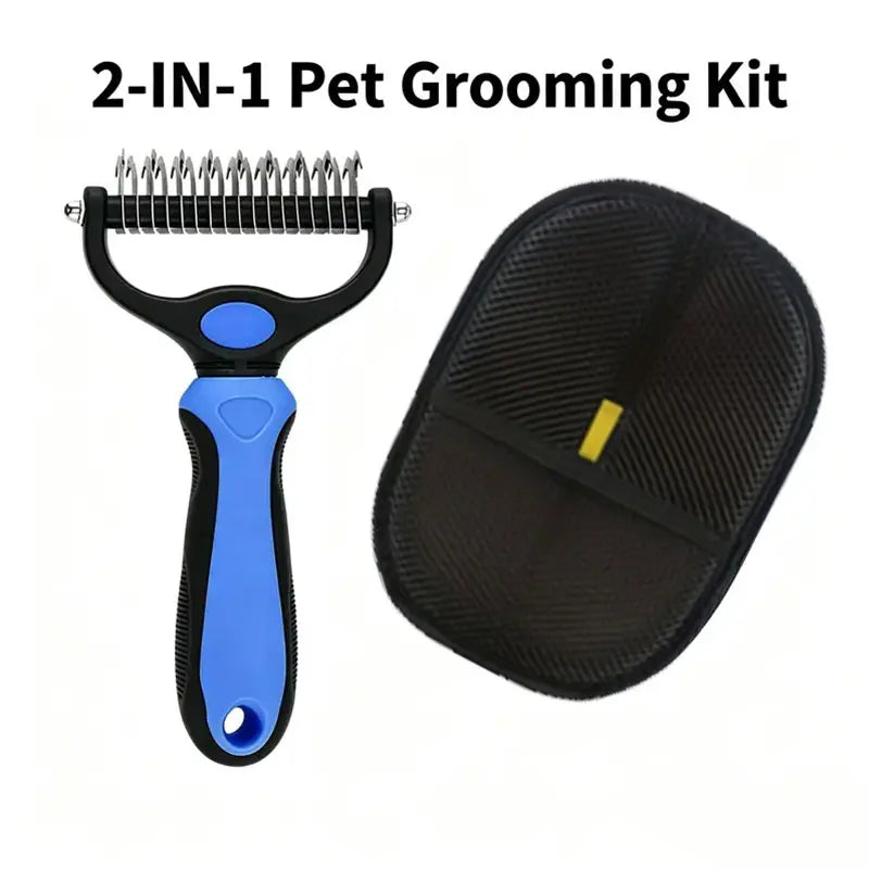 Universal Pet Detangling Comb - Double-Sided Stainless Steel Grooming Tool for Dogs and Cats, Ideal for Coat Care and Shedding Removal, Portable and Easy to Use
