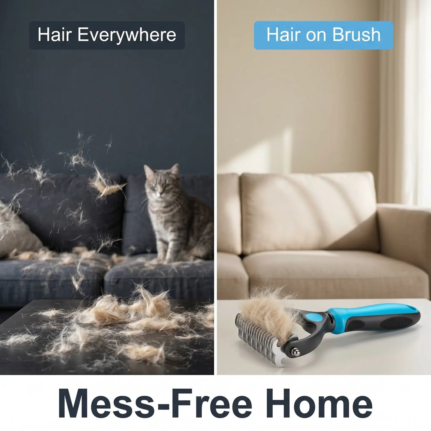 Universal Pet Detangling Comb - Double-Sided Stainless Steel Grooming Tool for Dogs and Cats, Ideal for Coat Care and Shedding Removal, Portable and Easy to Use