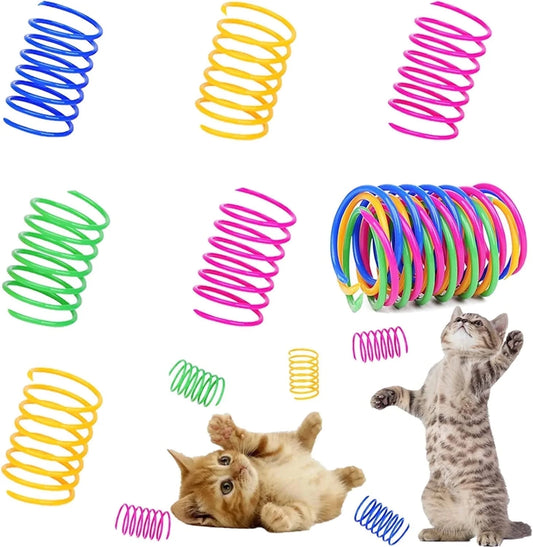 40-Pack Colorful Cat Spiral Springs - Durable Plastic Coils for Indoor Play and Engagement