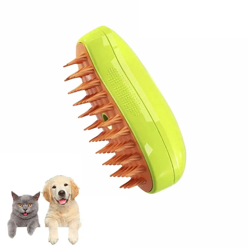 3-in-1 Electric Pet Grooming Tool with Steam Brush and Sprayer for Shedding and Massage
