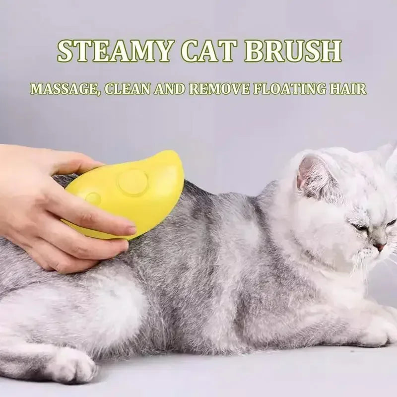 3-in-1 Electric Pet Grooming Tool with Steam Brush and Sprayer for Shedding and Massage