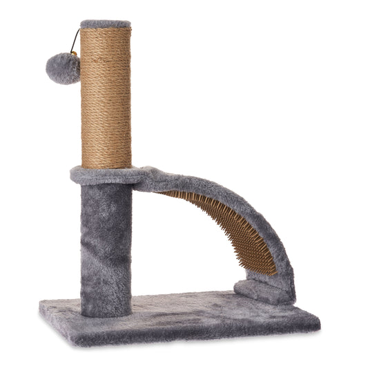 Jute Cat Scratching Post with Integrated Arch Massager, Gray, 17-Inch