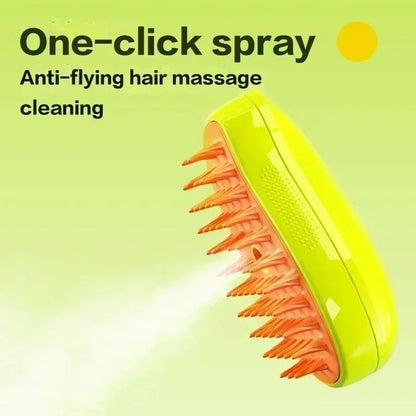 3-in-1 Electric Pet Grooming Tool with Steam Brush and Sprayer for Shedding and Massage