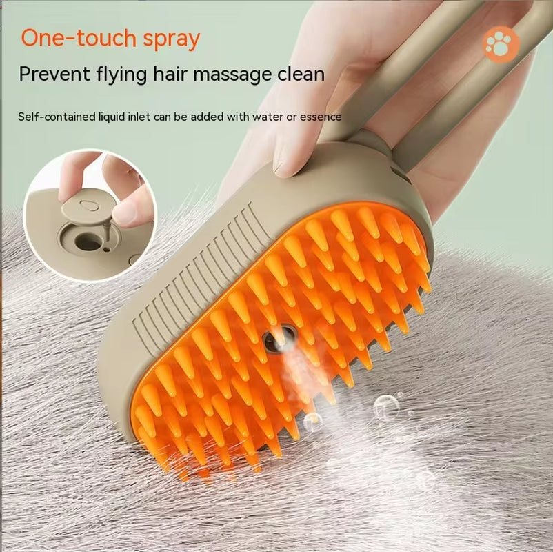 Electric Pet Spray Comb for Cats and Dogs - One-Key Spray Anti-Flying Massage Brush for Effective Hair Removal and Grooming