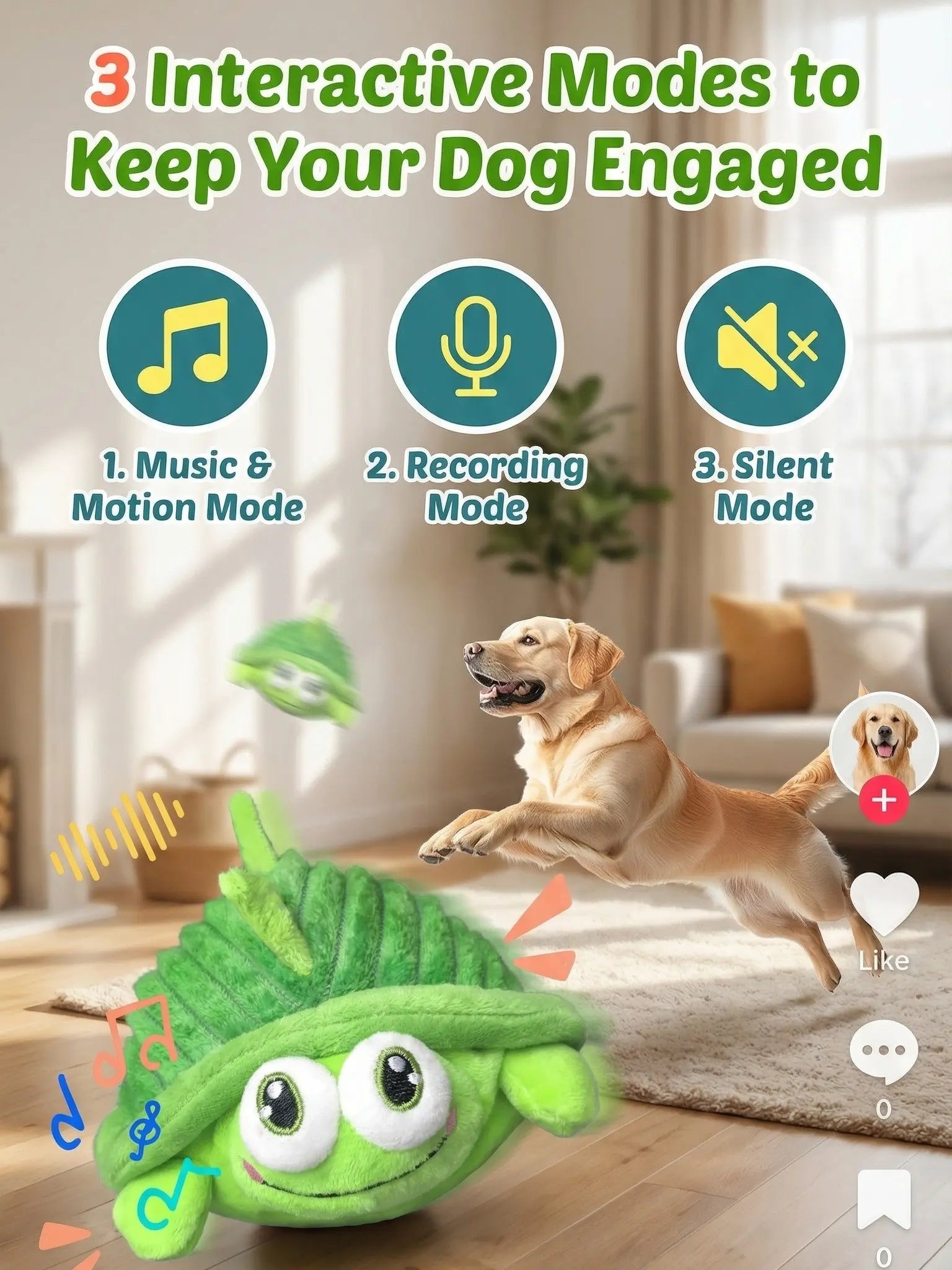 Interactive Motion-Activated Dog Ball - USB Rechargeable Automatic Rolling Toy with Squeaker, Self-Play Solution for Dogs and Cats of All Sizes, Durable Indoor and Outdoor Pet Toy