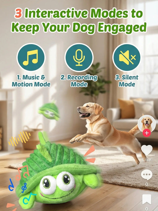 Interactive Motion-Activated Dog Ball - USB Rechargeable Automatic Rolling Toy with Squeaker, Self-Play Solution for Dogs and Cats of All Sizes, Durable Indoor and Outdoor Pet Toy