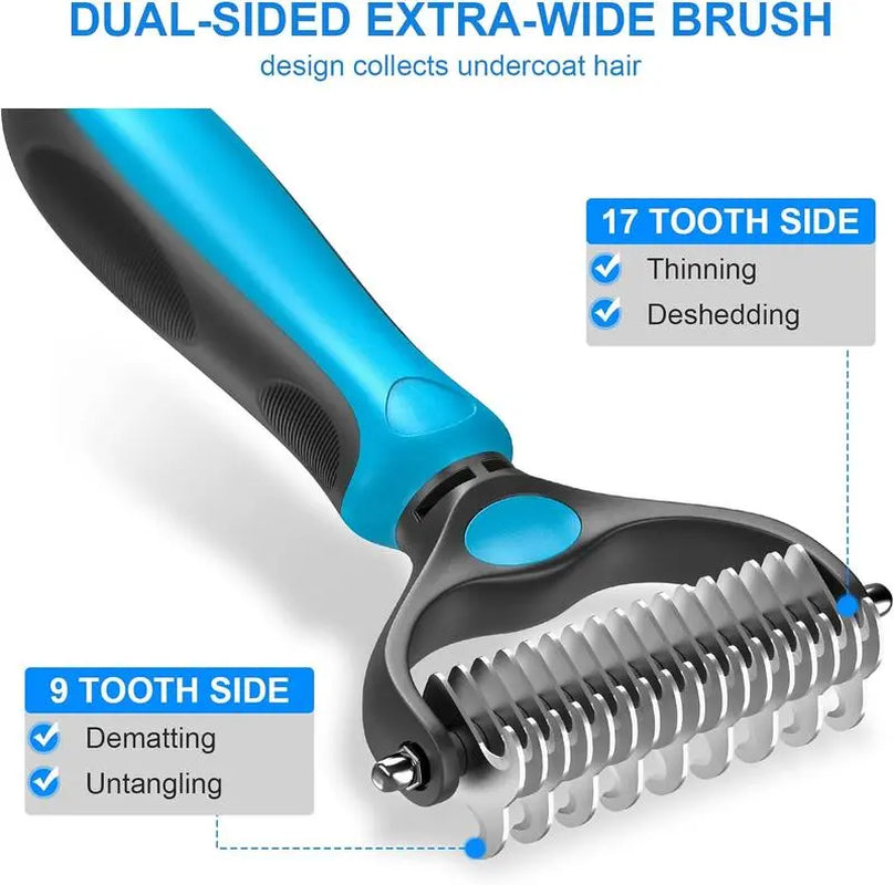 Universal Pet Detangling Comb - Double-Sided Stainless Steel Grooming Tool for Dogs and Cats, Ideal for Coat Care and Shedding Removal, Portable and Easy to Use