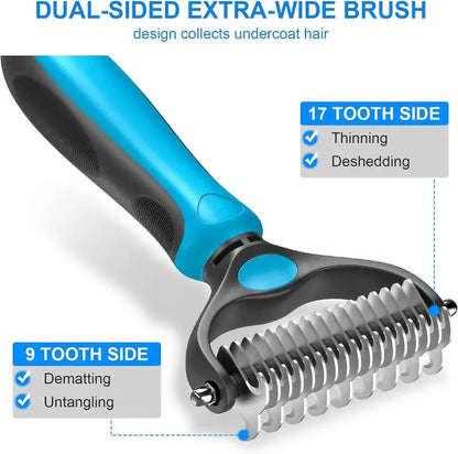 Universal Pet Detangling Comb - Double-Sided Stainless Steel Grooming Tool for Dogs and Cats, Ideal for Coat Care and Shedding Removal, Portable and Easy to Use