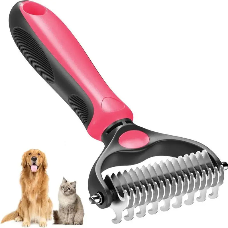 Universal Pet Detangling Comb - Double-Sided Stainless Steel Grooming Tool for Dogs and Cats, Ideal for Coat Care and Shedding Removal, Portable and Easy to Use