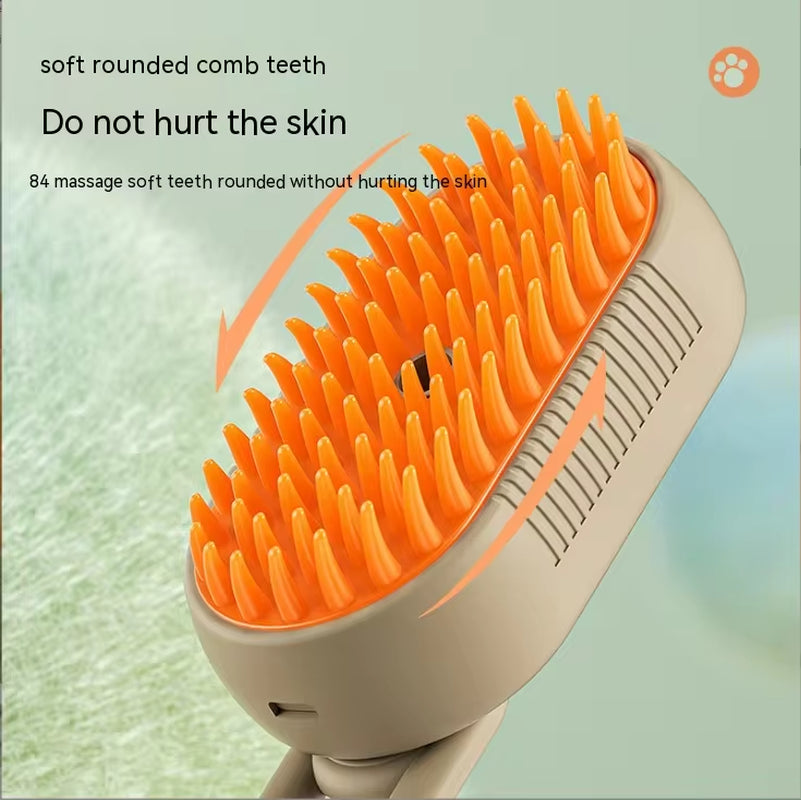 Electric Pet Spray Comb for Cats and Dogs - One-Key Spray Anti-Flying Massage Brush for Effective Hair Removal and Grooming