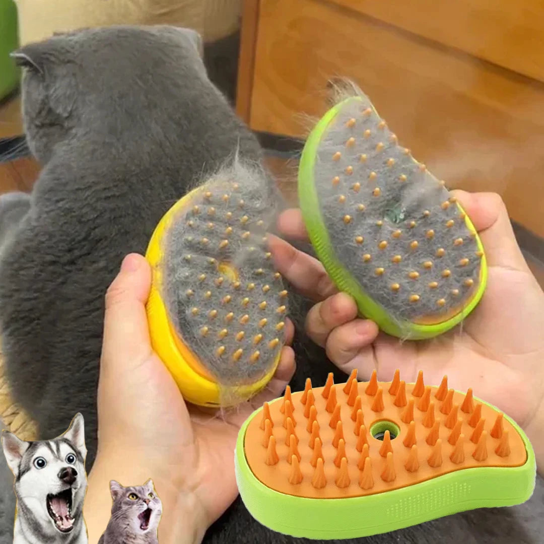 3-in-1 Electric Pet Grooming Tool with Steam Brush and Sprayer for Shedding and Massage